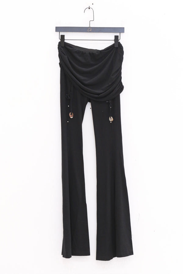 RUI built 25 autumn and winter cotton and linen G waist skirt flared pants RUI-RAW25WV03-Onyx black